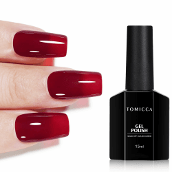 TOMICCA Gelee UV Nagellack, 15ml Rot Tansparent Gel-Nagellack, UV LED Soak Off Manicure Gelee Gel Lacquer Varnish 15ml -Gelee rot