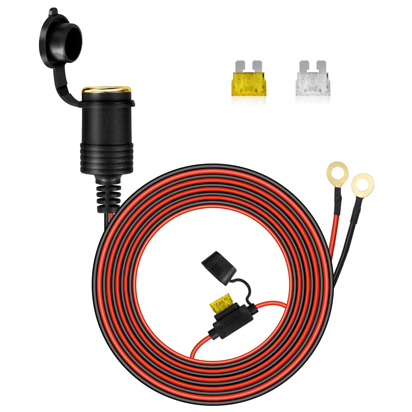 Zigarettenanzünder, Wasserdicht Marine Grade 12V / 24V Gleichstrom-Feuerzeugsteckdose Steckdose für Auto/Motorrad/Boot, Zigarettenanzünder mit 300cm 16AWG Anschlusskabel