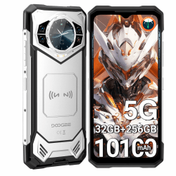 DOOGEE S200 Outdoor Handy Ohne Vertrag 5G Android 14, 32GB RAM+256GB/2TB ROM Outdoor Smartphone, 10100mAh(33W) Baustellen Handy, 6.72" FHD+ 120Hz, 100MP+20MP, Wifi6/IP68/ IP69K/Dual SIM/NFC SILVER
