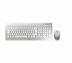 CHERRY DW 8000, kabelloses Tastatur- und Maus-Set, Deutsches Layout (QWERTZ), batteriebetrieben, ultraflache Tastatur, 3 Tasten-Maus mit Infrarotsensor, Weiß-Silber Deutsches Layout - QWERTZ Weiß-Silber