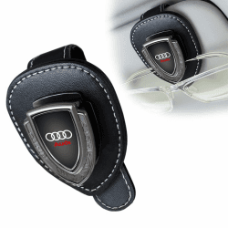 HIJOITKVVE Auto Brillenhalter, Sonnenbrillenhalter für Audi A1 A3 RS3 A4 A5 A6 A7 RS7 A8 Q3 Q5 Q7 R8 S Series, Brillenhalterung für Auto Sonnenblende, Schwarz for oedei