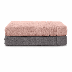 Komfortec 2er Saunatuch Set 80x200 cm aus 100% Baumwolle, XXL-Saunatücher, Sauna Handtuch, Weich, Groß, Frottee, Schnelltrocknend, Anthrazit Grau/Blütenrosa 80x200 cm Anthrazit Grau/Blütenrosa