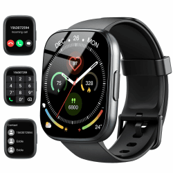Smartwatch Herren Damen, 1,95"HD Touch Fitnessuhr mit Telefonfunktion, Smart Watch Fitness Tracker mit Pulsmesser Schlafmonitor Schrittzähler, 110+Sportmodi, IP68 Wasserdicht Sportuhr für iOS Android Schwarz