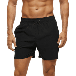 Arcweg Badehose für Herren mit Reißverschlusstasche Atmungsaktiv Wasserabweisend Badeshorts Männer Trainingsshorts Elastisch Verstellbar Mit Tunnelzug Meshfutter L Schwarz