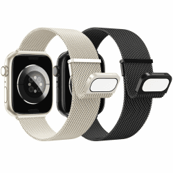 AMSKY 2 Stück Band Kompatibel mit Apple Watch Armband 44mm 40mm 46mm 45mm 42mm 41mm 49mm 38mm, Dual Magnet Edelstahl Metall Kompatibel mit iWatch Armband Se Ultra Series 10 9 8 7 6 5 4 3 2 1 38mm/40mm/41mm/42mm(Series 10) B-Polarstern/Schwarz