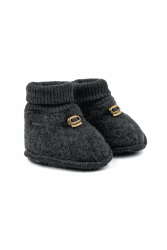 Mikk-line Woll Hausschuhe Kinder | OEKO-TEX 100 | Krabbelschuhe Baby in Wool Für Mädchen und Jungen | Woll-Babysocken 95% Wolle - 100% mulesingfrei | Lauflernschuhe Baby | Babyschuhe 0-6 Monate 86/92 Anthracite Melange