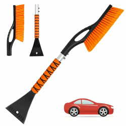 Showvigor Eiskratzer Auto mit Besen, Geeignet für Autos, LKW, SUVs, 27'' 2-in-1 Abnehmbare Auto Eiskratzer und Schneebesen Auto mit Ergonomischem Schaumgriff orange