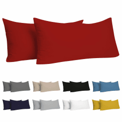 Dreamzie Kissenbezug 40x70 (Set mit 2) - 100% Jersey Baumwolle 150 g/qm Kissenbezüge -Rot - Für Kissen 40x70 cm - Kissenhülle - Kissenbezug - Resistent und Hypoallergen 40 x 70 cm Rot