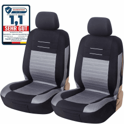 Upgrade4cars Auto-Sitzbezüge Vordersitze Grau Schwarz | Auto-Sitzbezug Set Universal | Auto-Schonbezüge für Fahrersitz & Beifahrer