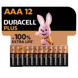 Duracell Plus Batterien AAA, 12 Stück, langlebige Power, AAA Batterie für Haushalt und Büro Größe AAA Plus (+100% Langlebiger) 12 Stück