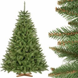 FairyTrees Weihnachtsbaum künstlich 180cm FICHTE Natur mit Christbaum Holzständer | Tannenbaum künstlich mit grünem Stamm | Made in EU 180 cm Stamm Grün
