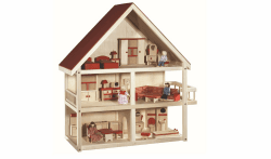 roba Puppenhaus, Puppenvilla inkl. Möbel und Puppen, Mädchen Spielzeug, Holz natur Holz Mehrfarbig