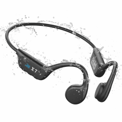 Guudsoud Kopfhörer Schwimmen,Knochenschall Kopfhörer Bluetooth,IP68 wasserdichte Kopfhörer Schwimmen mit MP3-Player 32GB Speicher,Unterwasser Kabellos Sport Open Ear KopfhöRer für Schwimmen Laufen Matt Schwarz