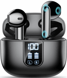 Bluetooth Kopfhörer, Kopfhörer Kabellos Bluetooth 5.4, In Ear Kopfhörer mit 6 ENC Noise Cancelling Mic, HIFI Stereo, LED-Anzeige, Wireless Earbuds 35H, IP7 Wasserdicht, USB-C, 2024 Neue Ohrhörer Schwarz