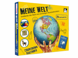 Meine Welt Adventskalender 2024 für Kinder, besuchen Sie 24 Länder und kommen Sie pünktlich zum Weihnachtstag zurück! Erkunden Sie verschiedene Kulturen und kreieren Sie Ihr originelles selbst gebaste