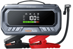 YaberAuto Starthilfe Powerbank mit 160PSI Kompressor,6000A Starter Powerbank,PD 65W Eingang/Ausgang Powerbank,für PKW mit 3,3" LCD Bildschirm,600 Lumen Notbeleuchtung,Zwangsweise Startfunktion