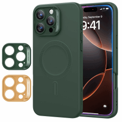 ESR für iPhone 16 Pro Max Hülle mit MagSafe, unterstützt magnetisches Laden, Glatte dünne Silikonhülle, stoßfest, vollständiger Display Kameraschutz, weiches Mikrofaserfutter, Grün iPhone 16 Pro Max Grün