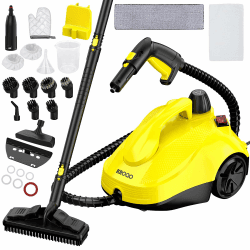 KROQO Dampfreiniger,Mehrzweck-Dampfreiniger Handgerät,Dampfreiniger für alles mit 23-Zubehörteilen,Entfernen von Tapeten,Boden,Teppich,Sofa,Polstermöbel,Auto,Fliesen,Polster,Bad- 1.5L Steam Cleaner Gelb