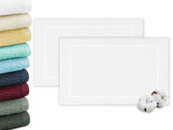 ZOLLNER 2er Set Badevorlagen in 50x70 cm - saugstarke und weiche Badematten in weiß - angenehmer Massageeffekt - waschbar bis 95°C - für Fußbodenheizung geeignet - Baumwolle - Hotelqualität 2x Badematten Weiß