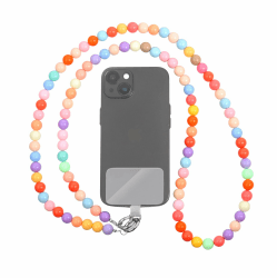 GD GOOD.designs Handykette mit bunten Perlen (pastell) - Universal Umhängeband inkl. Patch für jede Handy-Hülle | Handyband zum Umhängen (Länge 130cm)