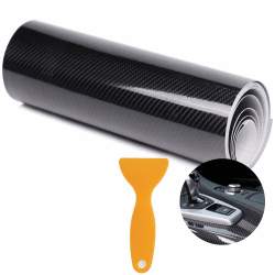 WELSTIK 6D Carbon Klebefolie, Motorrad, Wasserdicht, Fiber Vinyl Autoaufkleber für Auto, Computer, Möbel Dekoration (300 * 30cm, Schwarz) 3m*30cm