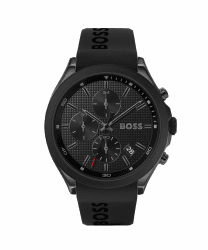 BOSS Chronograph Quarz Uhr für Herren mit Grünes Silikonarmband Black