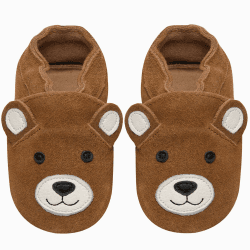 IceUnicorn Baby Lauflernschuhe Krabbelschuhe Baby Mädchen Jungen Lederschuhe Baby Weicher Leder Hausschuhe Baby Wildledersohlen Babyschuhe 12-18 Monate Kastanienbär