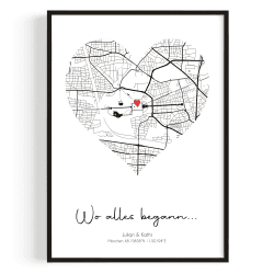Wo alles begann Geschenk Koordinaten Personalisierte Geschenke Bild | Ideal als Hochzeitsgeschenk oder Weihnachtsgeschenke für Frauen | Partner Geschenke & Geschenk Freundin oder Geschenke für Frauen