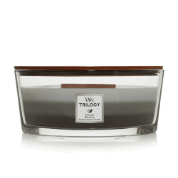 WoodWick Trilogy-Duftkerze im ellipsenförmigen Glas mit HearthWick-Docht, Warm Woods Ellipse Warm Woods
