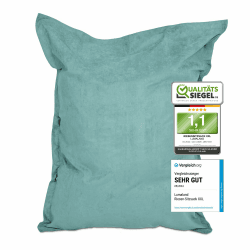 Lumaland Riesen-Sitzsack XXL 140x180cm | Indoor Bean Bag aus weichem & waschbarem Microvelours | 2-in-1- für bequemes Sitzen & Liegen | Mit über 3 Mio. anpassungsfähigen EPS-Perlen [Türkis] Microvelours XXL Blau (Türkis)