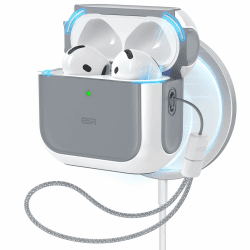 ESR für AirPods 4 Hülle, Kompatibel mit AirPods 4 Gen (2024) (USB-C), Unterstützt kabelloses Laden, Schutzhülle mit Handschlaufe, Magnetischer Deckel, Orbit Hybrid Hülle, Weiß Weiß AirPods 4(2024)