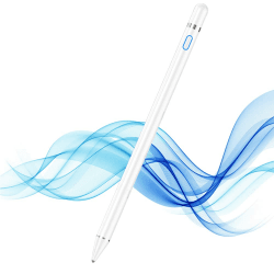 Active Stylus Pen für sämtliche Touchscreens, 1,5mm Feiner Spitze Tablet Stift, Eingabestift Smartphone Kompatibel mit Pad Pro/Air/Mini 2/3/4 und Allen Anderen Touchscreen-Geräten (Kein Palme Reject) Weiß
