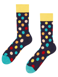 Dedoles Socken Unisex Damen Herren & Kinder Baumwolle viele lustige Designs Fussball Fahrrad Pferde Pflanzen Feuerwehr Geschenk links rechts verschieden 43-46 Farbige Punkte