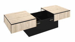 BERLIOZ CREATIONS Amelie Couchtisch, aus Esche/in Schwarz, 113 x 60 x 40 cm, 100 Prozent französische Herstellung Esche / Schwarz