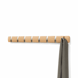 Umbra Flip 8 Garderobenhaken – Moderne, Schlichte und Platzsparende Garderobenleiste mit 8 Beweglichen Haken für Jacken, Mäntel, Schals, Handtaschen und Mehr, Natur Natur 8 Haken
