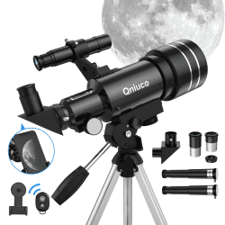 Teleskop Kinder Fernrohr Teleskop Astronomie, Teleskop für Erwachsene, 70mm Blende, 400mm AZ-Halterung, Teleskop für Kinder Anfänger mit Stativ, Handy-Adapter 40070