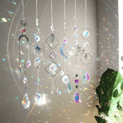 Sonnenfänger Kristall Fenster,6 Stück Lotus Perlen Anhänger Deko,Fensterdeko Hängend,Kristall-Sonnenfänger,Regenbogen Sonnenfänger Kristal,Regenbogen Kristalle Anhänger,Zuhause Gartendeko Lotus Silber