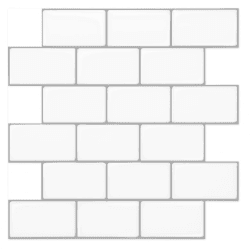 Art3d 10 Stück Keramikfliesen 3d Subway Klebefliesen Küche Weiß Peel und Stick Backsplash Fliesen 30 x 30cm Leuchtendes Weiß
