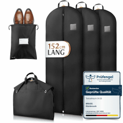 Bruce.® 3 x Premium Kleidersack I 152 x 60 cm I Optimierte Materialstärke von 120 GSM I Kleiderhülle für Anzug und Kleid I Atmungsaktive Anzugtasche für Reisen, Kleidersäcke Lang 152x60cm - 3 Stück