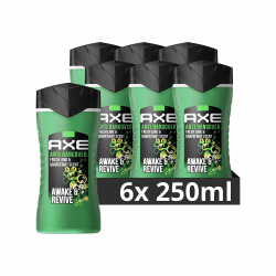 Axe 3-in-1 Duschgel & Shampoo Anti-Hangover für langanhaltende Frische und Duft nach der Dusche Männer Duschgel dermatologisch getestet 6x 250 ml fruchtig 250 ml (6er Pack)