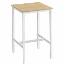 VASAGLE Bartisch, Stehtisch, Küchentisch, hoch, mit Stahlgestell, 60 x 60 x 92 cm, einfache Montage, für Küche, Wohnzimmer, modern, eichenbeige-weiß LBT025W09 Eichenbeige + Weiß