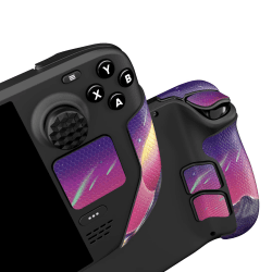 playvital Anti-Rutsche Griffmatte für Steam Deck LCD, Trackpads Matte Grip Pad Rückseite Tasten Pads Skin Sticker Set für Steam Deck OLED mit Thumbstick Kappen-Honigwabenstruktur der Cyber Mond