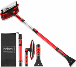 Perbabe Eiskratzer Auto mit Besen 110 cm Auto Reinigungsbürste, Abnehmbarer Eiskratzer und 270 ° Drehbarer Bürstenkopf, 3 in1 Eiskratzer Auto Ergonomischem Schaumstoffgriff für Auto, SUV, LKW, PKW
