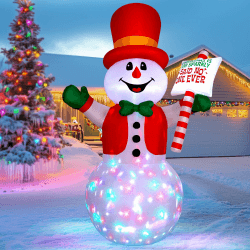 Vintoney 8ft/244cm Weihnachtsaufblasbares Schneemann Aufblasbares Rotierenden LED Lichtern Yard Dekoration Schlauchboote Drinnen Draußen Dekorationen 2024 Schneemann Verbessert-8ft