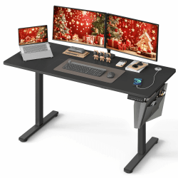 SONGMICS Höhenverstellbarer Schreibtisch elektrisch, 60 x 140 x (72-120) cm, Verstellbarer Tisch, Memory-Funktion für 4 Höhen, für Homeoffice, Arbeitszimmer, tintenschwarz LSD134B01 60T x 140B x (72-120)H cm Tintenschwarz