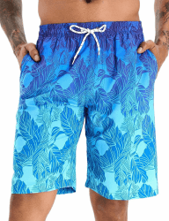 APTRO Herren Badehose Lang Badeshorts Schnelltrocknend Boardshorts Freizeit Short mit Innenslip L Blau Mk269