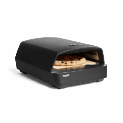 BURNHARD Gas Pizzaofen - Tony, 450 °C, Tragbarer 5,9 kW Outdoor Ofen für Pizza (58,5 x 47,7 x 24,8 cm) inkl. Cordierit-Pizzastein, geeignet für Terrasse, Balkon und Garten