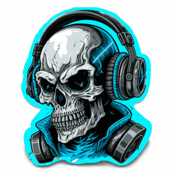 Biomar Labs 1 x Vinyl Aufkleber Totenkopf Schädel Skull DJ Musik Kopfhörer Autoaufkleber Sticker Auto Motorrad Fahrrad Fenster Tür Laptop B 53