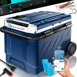 KESSER® Kompressor Kühlbox elektrisch Gefrierbox mit LED-Touch-Bedienung | Mit APP-Steuerung & Kühlakkus USB-Anschluss 12/24 V 230V | Kühlbox Kühlschrank Kühlung bis -20 °C für Auto LKW Boot 41 Liter Navyblau / Weiß