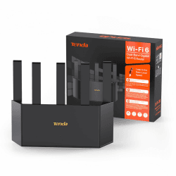Tenda RX12L Pro Wi-Fi 6 WLAN Router (AX3000 Dualband 2402Mbit/s 5 GHz, 574Mbit/s 2,4GHz) 5x6dBi Antennen, 4XGigabit-Port, 160MHz Bandbreite, Wi-Fi+, Kindersicherung, WPA3, Keine DSL-Funktion Wi-Fi AX3000
